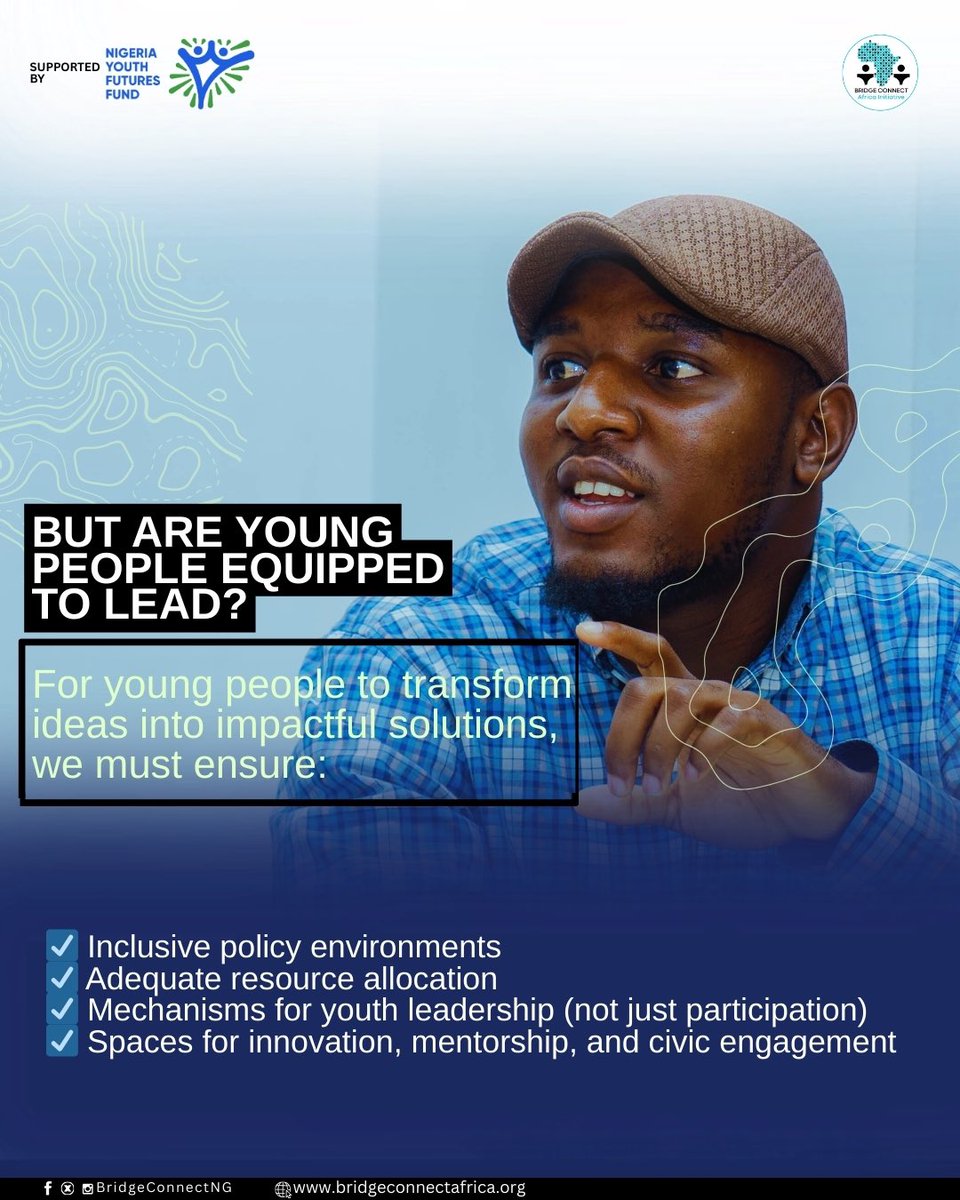 Half of the world’s population is 30 or younger, a number set to hit 57% by 2030. With 65% of SDG targets tied to local governance, youth engagement isn’t optional it’s essential. 

#TheNigeriaWeWant #YLCP #BCAIYLCP