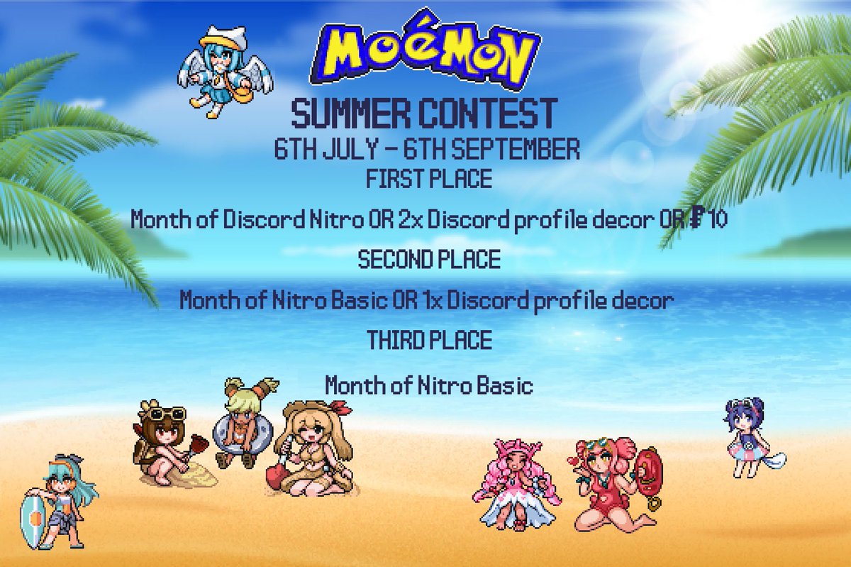 MoemonProject's tweet image. Hello Twitter! 💚
It's contest time!
The theme is Summer! ☀️👙🏖️
More info in our discord's announcement channel!✨
discord.gg/Zp6kVdRdAF
The contest will run until September 6 2025!
#moemon #pokemon #pixelart #ドット絵 #萌えもん #擬人化