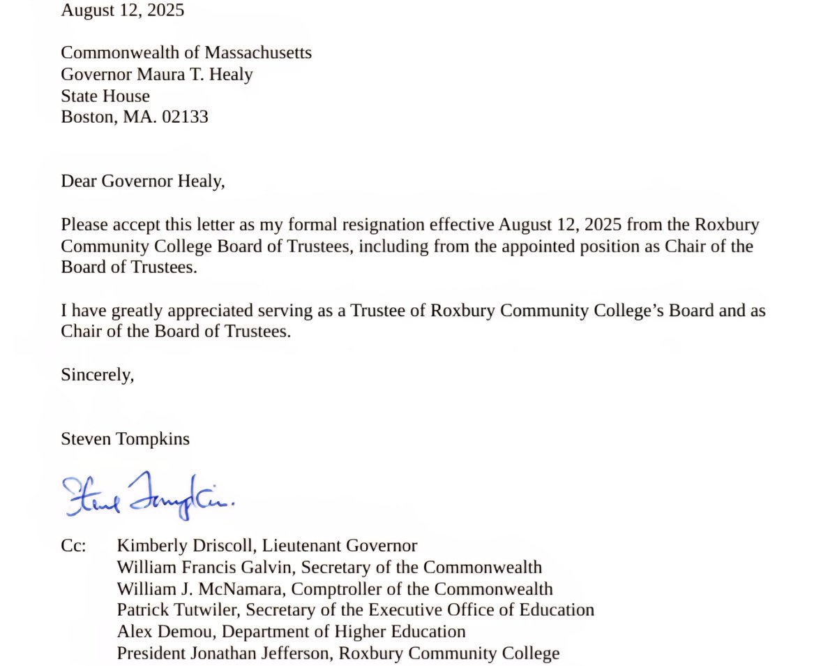 INBOX: Facing federal charges, Suffolk Sheriff Steve Tompkins pens letter to Gov. Healey saying he resigns chairmanship of Roxbury Community College board