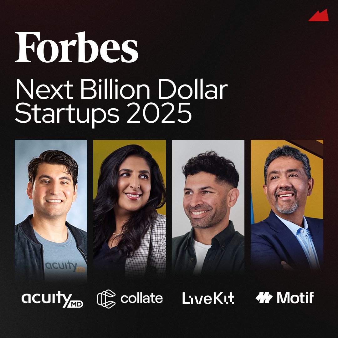 Redpoint's tweet image. Four Redpoint companies were named to Forbes Next Billion-Dollar Startups 2025

Here’s a quick look at what they&apos;re building: 

◼️ @AcuityMD  helps medical device manufacturers find the right physicians using de-identified data for 325M+ patients—powering everything from…