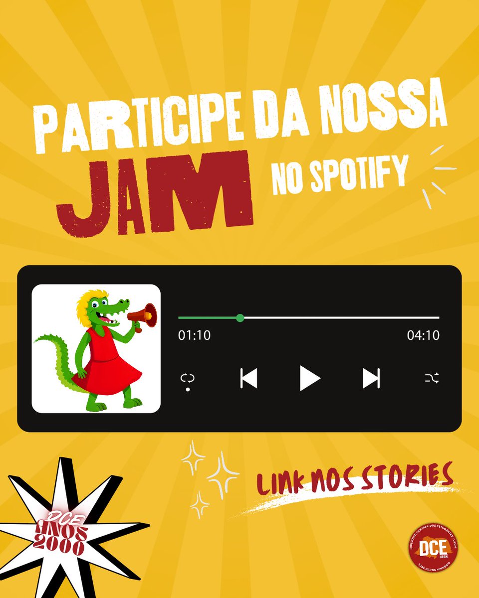 ufrnDCE's tweet photo. 🎧 Se liga, calourada e veteranada! Tá no ar a Jam Anos 2000 do DCE no Spotify! 💿✨ Bora montar uma playlist com os hits que marcaram época e que vão embalar nossa festa de hoje!

Clica no link que tá nos stories do Instagram, adiciona seu som e vem! 🪩

#DCEUFRN #Calouros https://t.co/kFB9lawRpV