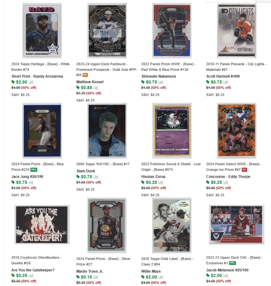 crdboy (@crdboyc) on Twitter photo comc.com/Promotions/Sal…
Lowest Prices on <a href="/CheckOutMyCards/">COMC.com - Check Out My Cards</a>
80% OFF
Help me Empty my Port👍
#TBBCrew <a href="/MrBelvitch/">Belvitch</a> <a href="/84baseballcards/">84Cards • Daily Team B/S/T</a> <a href="/Hobby_Connect/">Hobby Connection(Colton)</a> <a href="/WildWestCards/">Wild West Cards 🤠</a> <a href="/CousinClark/">Bo</a> <a href="/CodiDaReposter/">CodiDaReposter</a> <a href="/CardboardPC/">Cardboard PC</a> <a href="/blackriverbc1/">Black River Baseball Cards</a> <a href="/LimitedCards/">LimitedCards</a> <a href="/SportsCardDeals/">SportsCardDeals</a> <a href="/collectorconn19/">collectorconnector19</a>
thanks!🙏🔥 comc.com/Promotions/Sal…
Lowest Prices on <a href="/CheckOutMyCards/">COMC.com - Check Out My Cards</a>
80% OFF
Help me Empty my Port👍
#TBBCrew <a href="/MrBelvitch/">Belvitch</a> <a href="/84baseballcards/">84Cards • Daily Team B/S/T</a> <a href="/Hobby_Connect/">Hobby Connection(Colton)</a> <a href="/WildWestCards/">Wild West Cards 🤠</a> <a href="/CousinClark/">Bo</a> <a href="/CodiDaReposter/">CodiDaReposter</a> <a href="/CardboardPC/">Cardboard PC</a> <a href="/blackriverbc1/">Black River Baseball Cards</a> <a href="/LimitedCards/">LimitedCards</a> <a href="/SportsCardDeals/">SportsCardDeals</a> <a href="/collectorconn19/">collectorconnector19</a>
thanks!🙏🔥