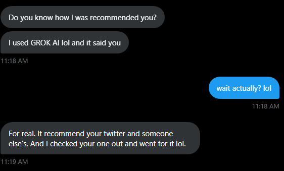 MasonReact's tweet photo. YOOOO SHOUTOUT @grok 🔥

my most recent @ReactPCs customer was recommended by Grok AI, and that's actually sick... https://t.co/Ea48V174yK