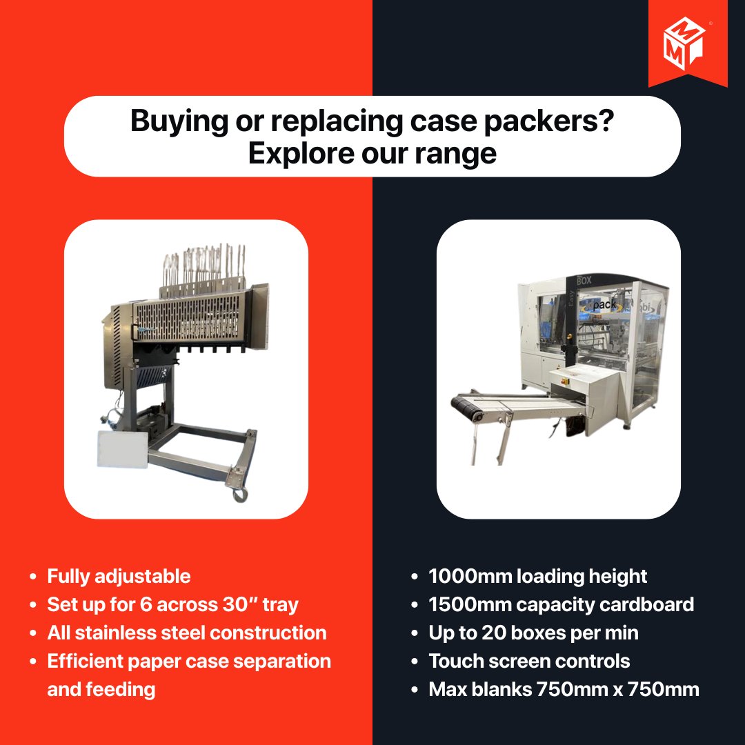 MMLive_Social's tweet image. Are you looking for a Case Packer?
Machinery Masters has 60+ new and used case packers available from leading UK and European brands.

📲 machinerymasterslive.com/collections/Ca…

✅ Verified sellers
💬 Speak directly with sellers
⚙️ Hassle-free equipment discovery

#CasePacking #MachineryMasters…