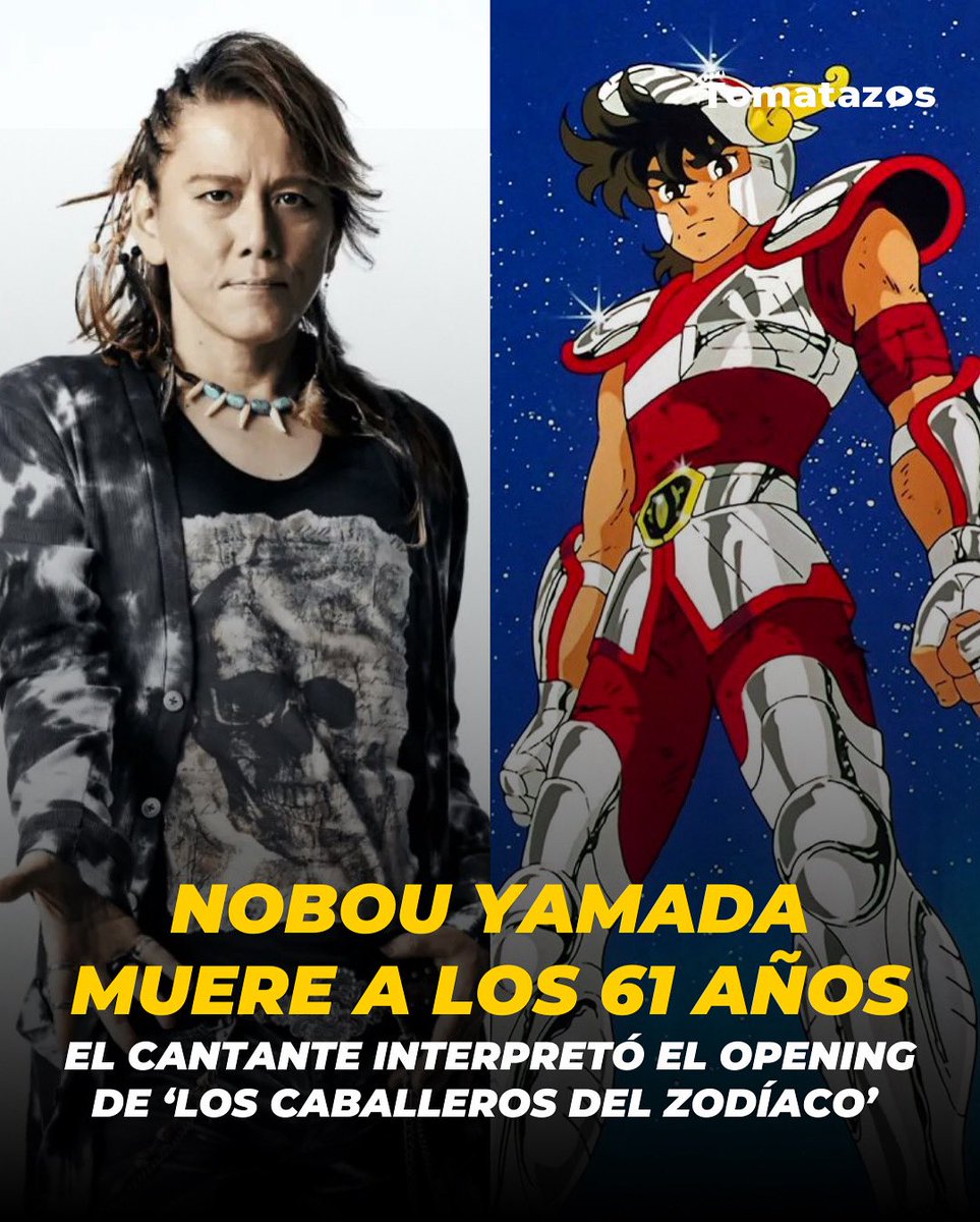 LAMENTABLE NOTICIA 😭 El cantante #NobouYamada murió a los 61 años tras una larga lucha contra el cancer de riñón. Yamada fue el intérprete de Pegasus Fantasy, el tema principal de #LosCaballerosDelZodiaco.