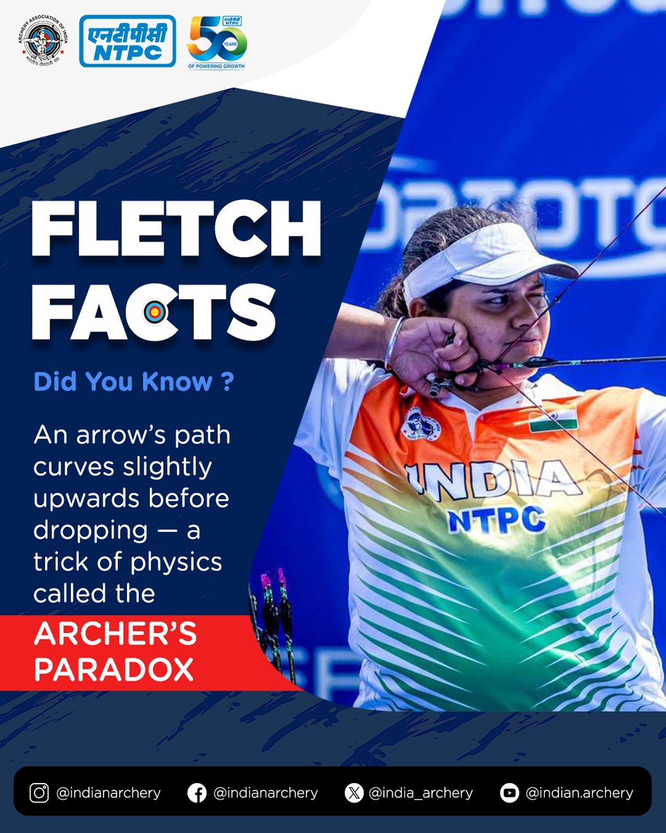 india_archery's tweet photo. The archer’s paradox is more than pulling a bowstring — it’s the art of predicting the arrow’s path, reading the air, and adjusting with precision, vision, and judgment. Every shot is a calculated move.
#Archery #BowAndArrow #FunFact #Facts #GameOfPrecision #ArcheryIndia https://t.co/lcL1Hyogux