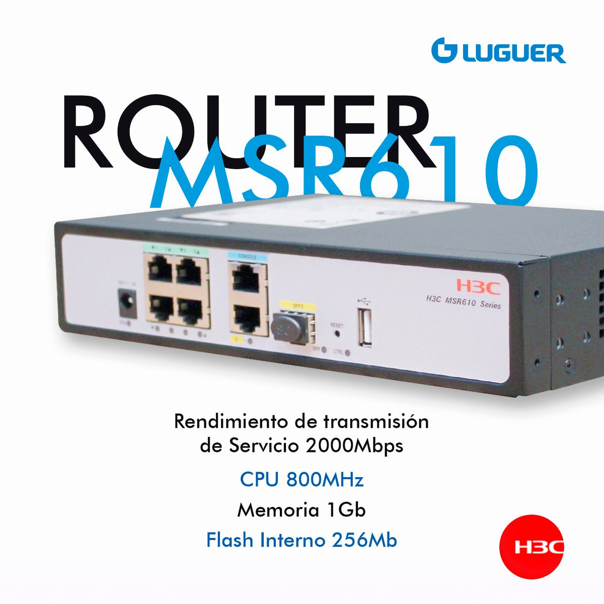 Con el H3C MSR610, todo es más simple:
✅Seguridad de red avanzada (VPN, control de acceso, filtrado)
✅Gestión desde la nube con plataformas como Oasis e IMC
✅Entrega de contenido multimedia y publicitario directamente desde el router
Disponible en Luguer #Luguer #networking