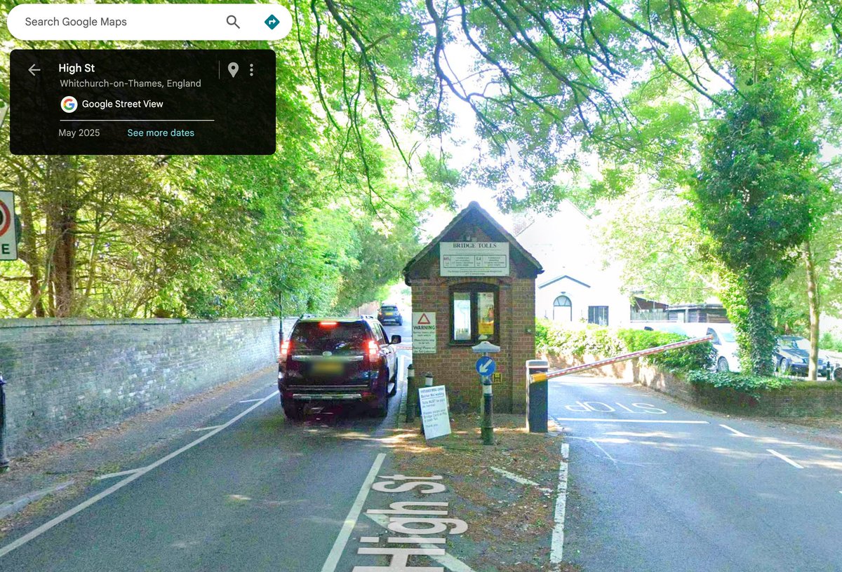 There are still two surviving Georgian toll bridges over the Thames: Swinford, just outside Oxford, which charges 5p for a car and 10p per axle to a lorry; and Whitchurch, near Reading, which charges 60p.