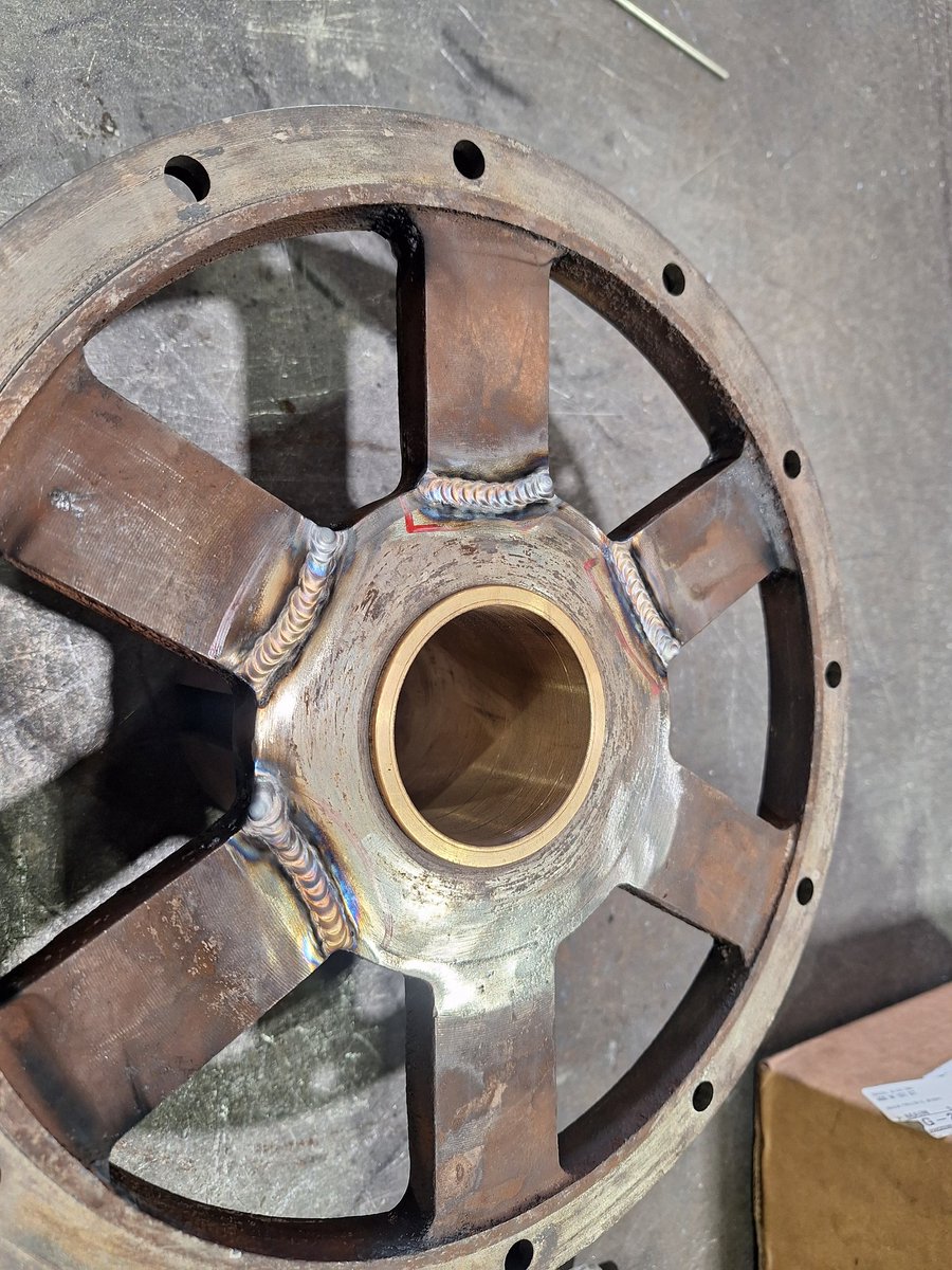 I dunnoooo man.. hope whatever this goes to doesn't spin too fast..

Cast iron, Tigged with Nickle rod.