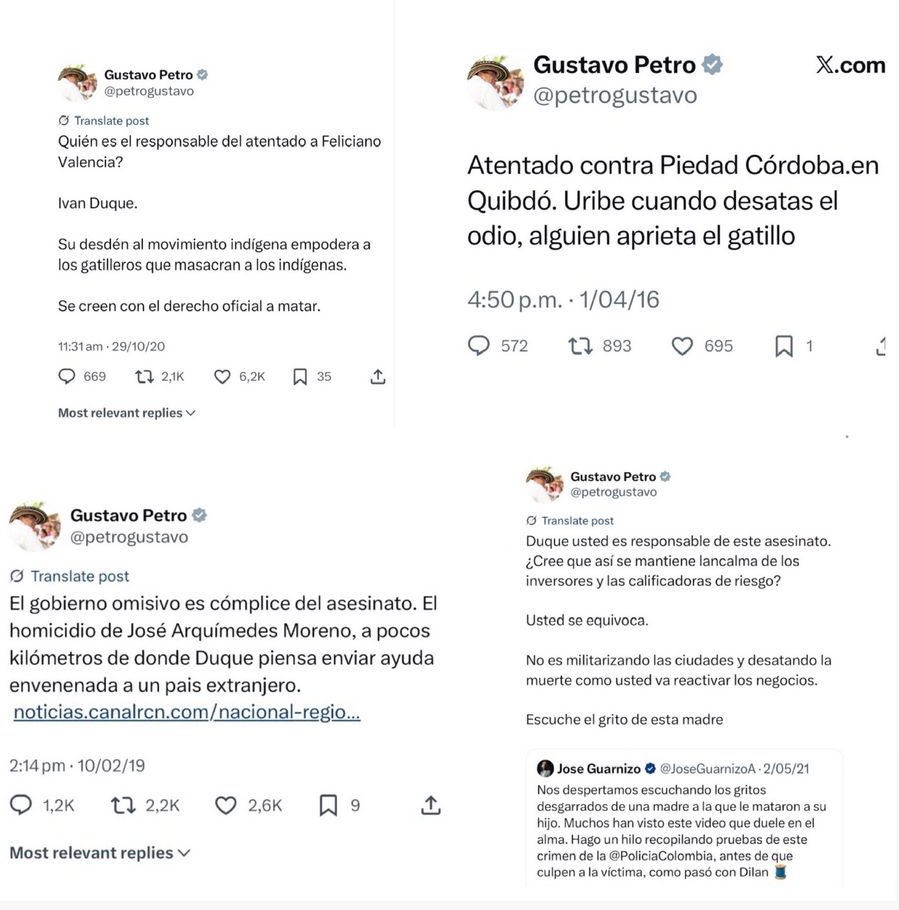 Gustavo Petro amenazó a todo aquel que lo vincule con el magnicidio de Miguel Uribe.

👇 Este era Gustavo Petro durante el gobierno de Iván Duque.

Juzguen ustedes mismos.

<a href="/petrogustavo/">Gustavo Petro</a> #MiguelUribe #MiguelUribeTurbay