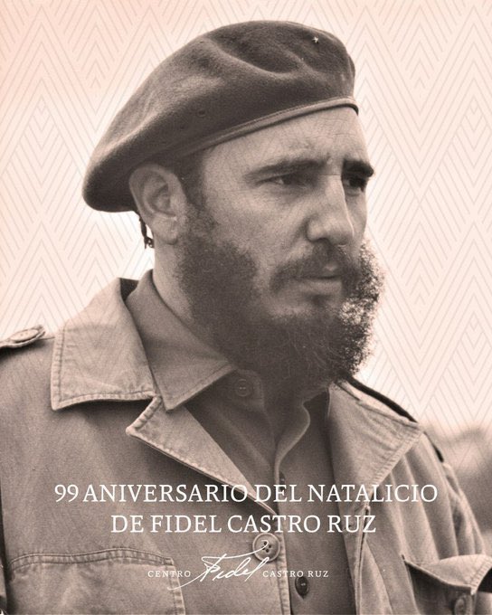 #Fidel:"Prefiero mil veces el traje verde olivo que tiene la justificación, para mí, de que ese fue el que usé en la Sierra y lo puedo usar aquí, porque soy, sencillamente, un civil que cogí un rifle para defender los derechos del pueblo". #NuestroFidel #99Aniversario #FidelVive
