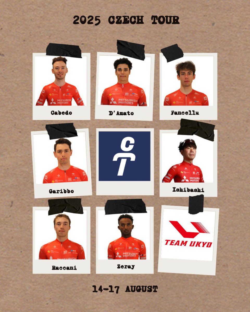 We are ready to start the second part of our season at the <a href="/Czech_Tour/">Czech Tour Cycling</a>! 

This is our line-up:

🇪🇸 Marc Cabedo
🇮🇹 Andrea D'Amato
🇮🇹 Alessandro Fancellu
🇮🇹 Nicolò Garibbo
🇯🇵 Manabu Ishibashi
🇮🇹 Simone Raccani
🇪🇷 Nahom Zeray

#TeamUKYO #czechtour