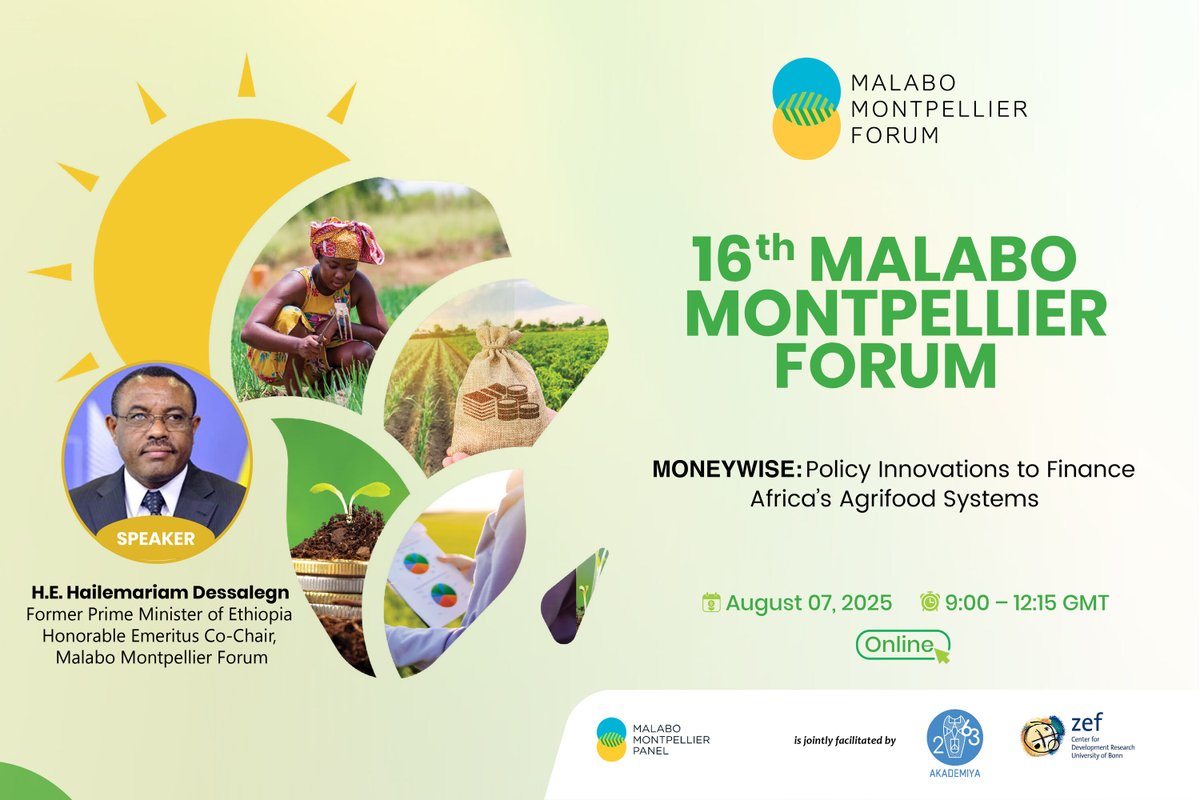#16thMaMoForum

Key Takeaways from H.E. Hailemariam Dessalegn <a href="/HMDessalegn/">Hailemariam Dessalegn</a>, Honorable Emeritus Co-Chair, Malabo Montpellier Forum:

"The Malabo Montpellier Panel report is a call to action, a call to align our financing efforts with the ambitions of the African Union Agenda 2063,