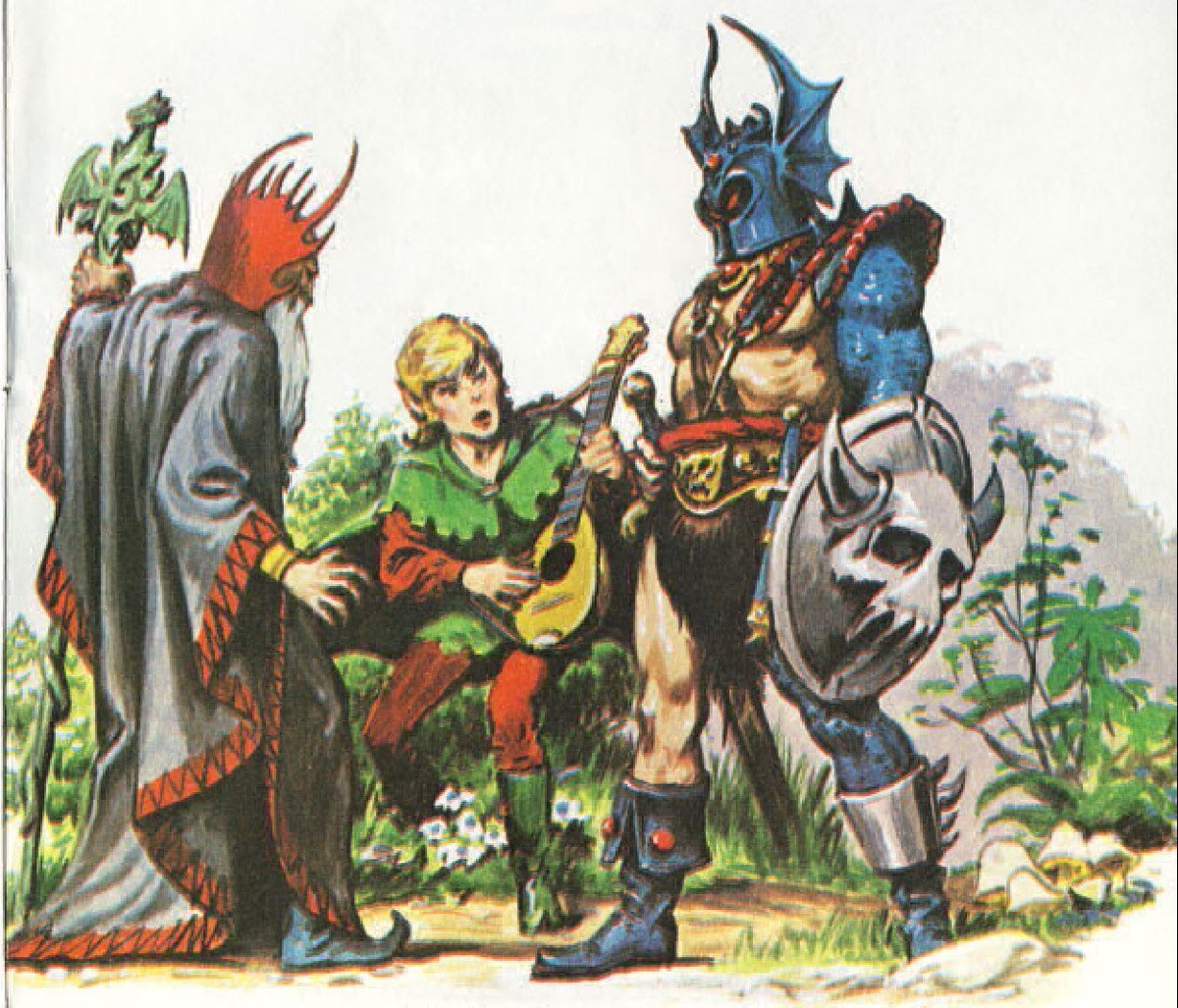 Another Warduke Wednesday. Let’s go with another great one by Earl Norem. 

Warduke &amp; Kelek don’t appreciate this shifty half-elf buskers tune. 

#ADnD #ODnD #DnDBasic #DnD #HolmesBasic #oldschoolttrpg #dungeonsanddragons #BXDnD