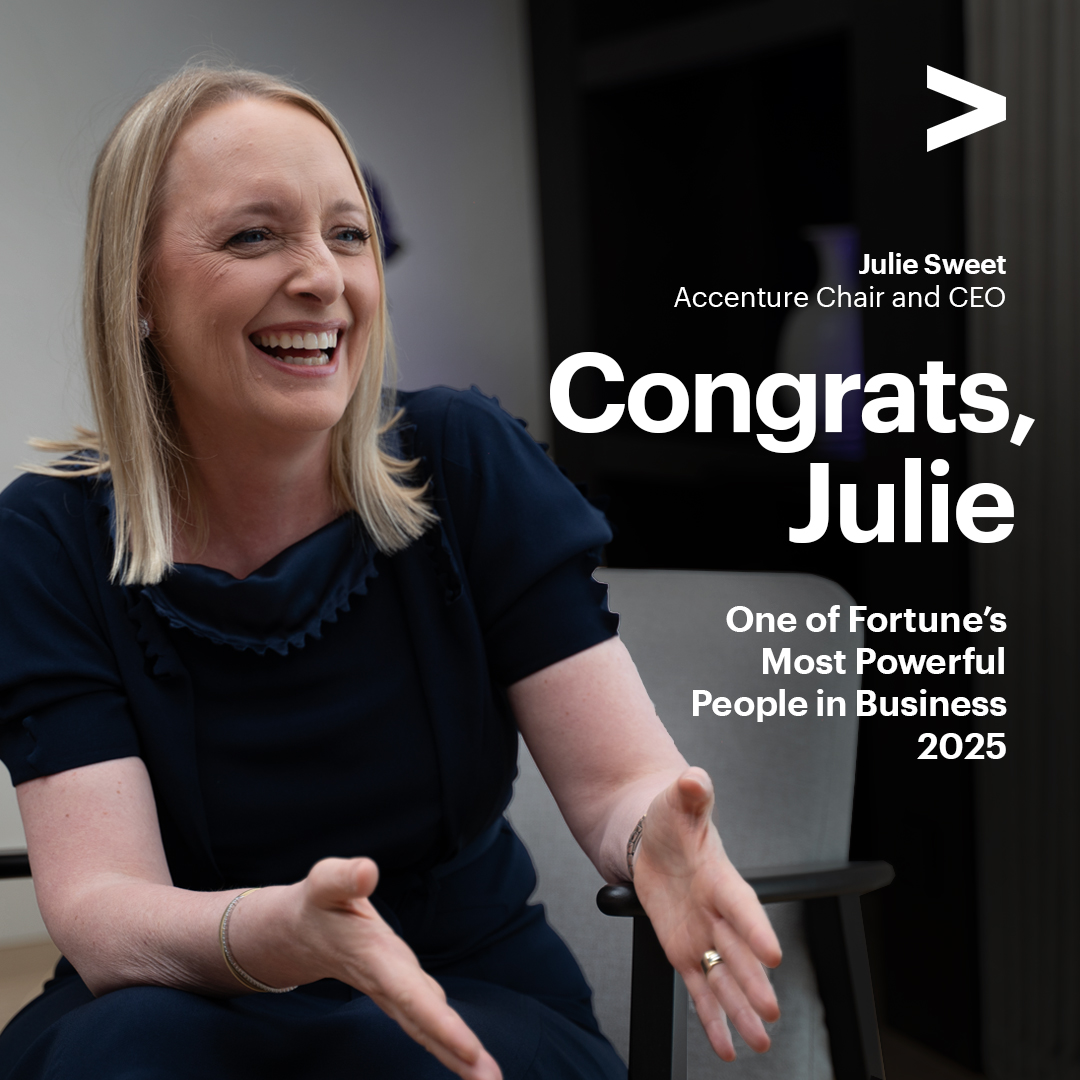 TielmanErwin's tweet photo. Congratulations to @Accenture Chair and CEO, Julie Sweet for being included on the @FortuneMagazine 100 Most Powerful People in Business list. I’m inspired by how Julie creates value for our clients, people and communities around the world. https://t.co/RhTYMBAERz https://t.co/cohPMerFoK