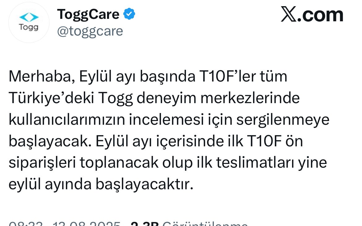 Togg T10F Eylül'de satışta #togg #togg10f