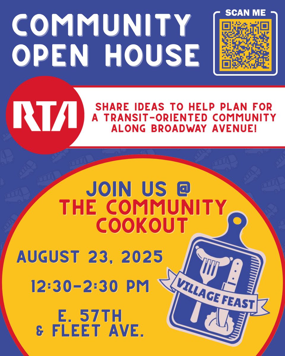 Share your ideas to help plan for a transit-oriented community along Broadway Ave! 🎉Join us to give your input.

📅 August 23, 2025
⏰ 12:30 PM - 2:30 PM
📍 E. 57th &amp; Fleet Ave.

We're excited to hear from you! ❤️