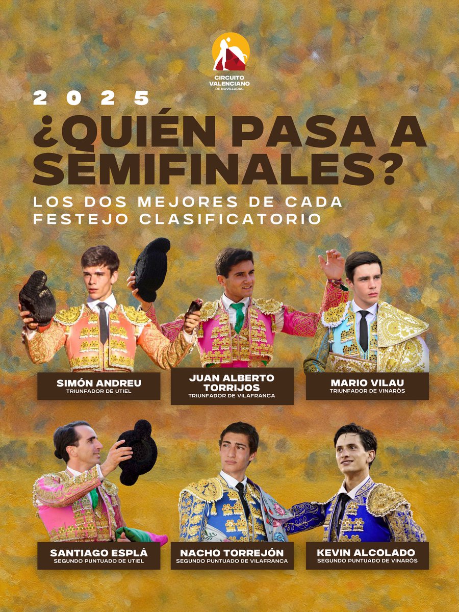 🔸Los 𝟔 𝐒𝐄𝐌𝐈𝐅𝐈𝐍𝐀𝐋𝐈𝐒𝐓𝐀𝐒 del Circuito Valenciano 2025

▪️Simón Andreu
▫️Santiago Esplá
▪️Juan Alberto Torrijos
▫️Nacho Torrejón 
▪️Mario Vilau
▫️Kevin Alcolado 

✍🏼 Apunten sus nombres

🔜🔜🔜 𝐬𝐞𝐦𝐢𝐟𝐢𝐧𝐚𝐥𝐞𝐬 

#circuitovalencianodenovilladas💛