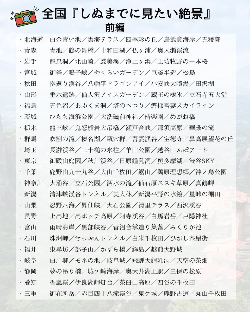 しぬまでに一度は行きたい、
 『日本の絶景まとめ』前編▼