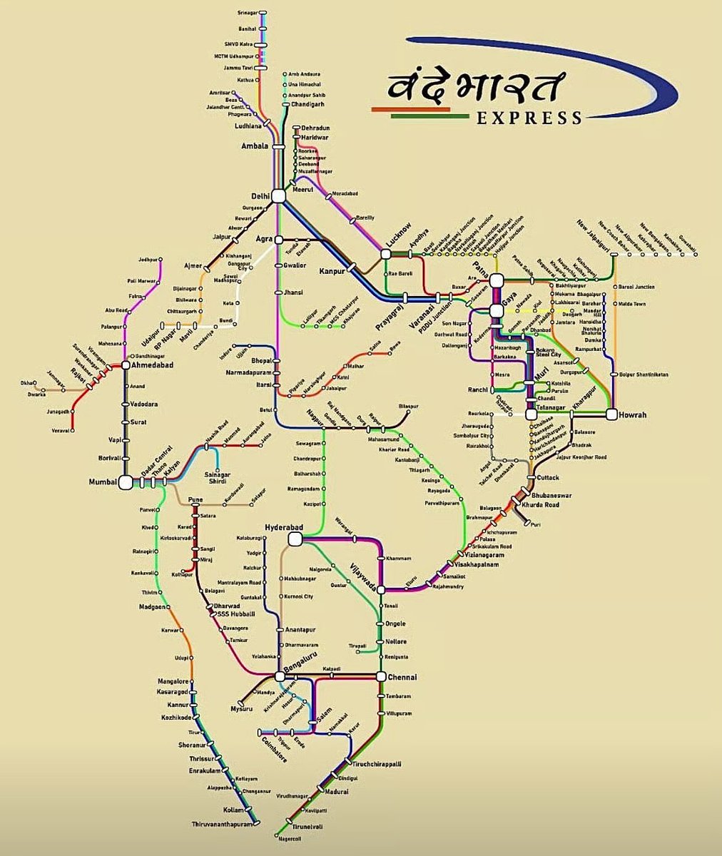 🚨Vande Bharat route map 🚇

Covering over 800 stations 🇮🇳