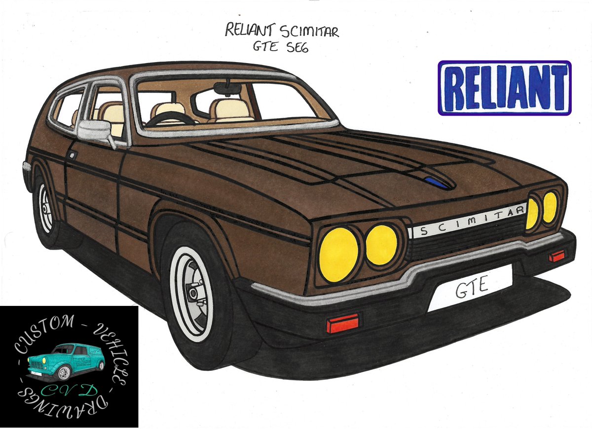 CustomCvd's tweet photo. Hi all, todays drawing in my all new drawing series The Lost Art Of The 3 Door Estate, is the updated Scimitar. #reliantcars #reliantscimitar #reliantscimitargte #reliantscimitarse6 #reliantcarsuk https://t.co/PNaTlYMHYL