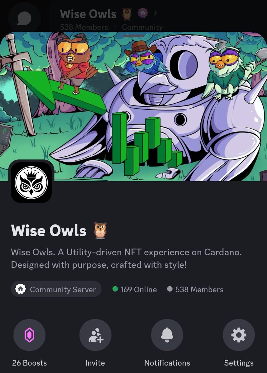 Alejandro_TEC (@tecitez) on Twitter photo 24h ago <a href="/WiseOwlsNFT/">Wise Owls 🦉</a> launched discord🦉
Just now: 538 Members-0 Bots!
Lots of art-partnerships and more including <a href="/Jellycubes_nft/">Jellycubes</a> <a href="/NikePig_ADA/">NikePig</a> <a href="/angelcoinada/">Angel Finance</a> <a href="/BankerLabs/">$BANK</a> <a href="/riskgamingco/">Risk Gaming Company 🎲</a> <a href="/Titans_33/">Titans</a> <a href="/vipercoincto/">$VIPER</a> & many more to come!
NFTs are back! Join discord.gg/wiseowls 🔥 24h ago <a href="/WiseOwlsNFT/">Wise Owls 🦉</a> launched discord🦉
Just now: 538 Members-0 Bots!
Lots of art-partnerships and more including <a href="/Jellycubes_nft/">Jellycubes</a> <a href="/NikePig_ADA/">NikePig</a> <a href="/angelcoinada/">Angel Finance</a> <a href="/BankerLabs/">$BANK</a> <a href="/riskgamingco/">Risk Gaming Company 🎲</a> <a href="/Titans_33/">Titans</a> <a href="/vipercoincto/">$VIPER</a> & many more to come!
NFTs are back! Join discord.gg/wiseowls 🔥