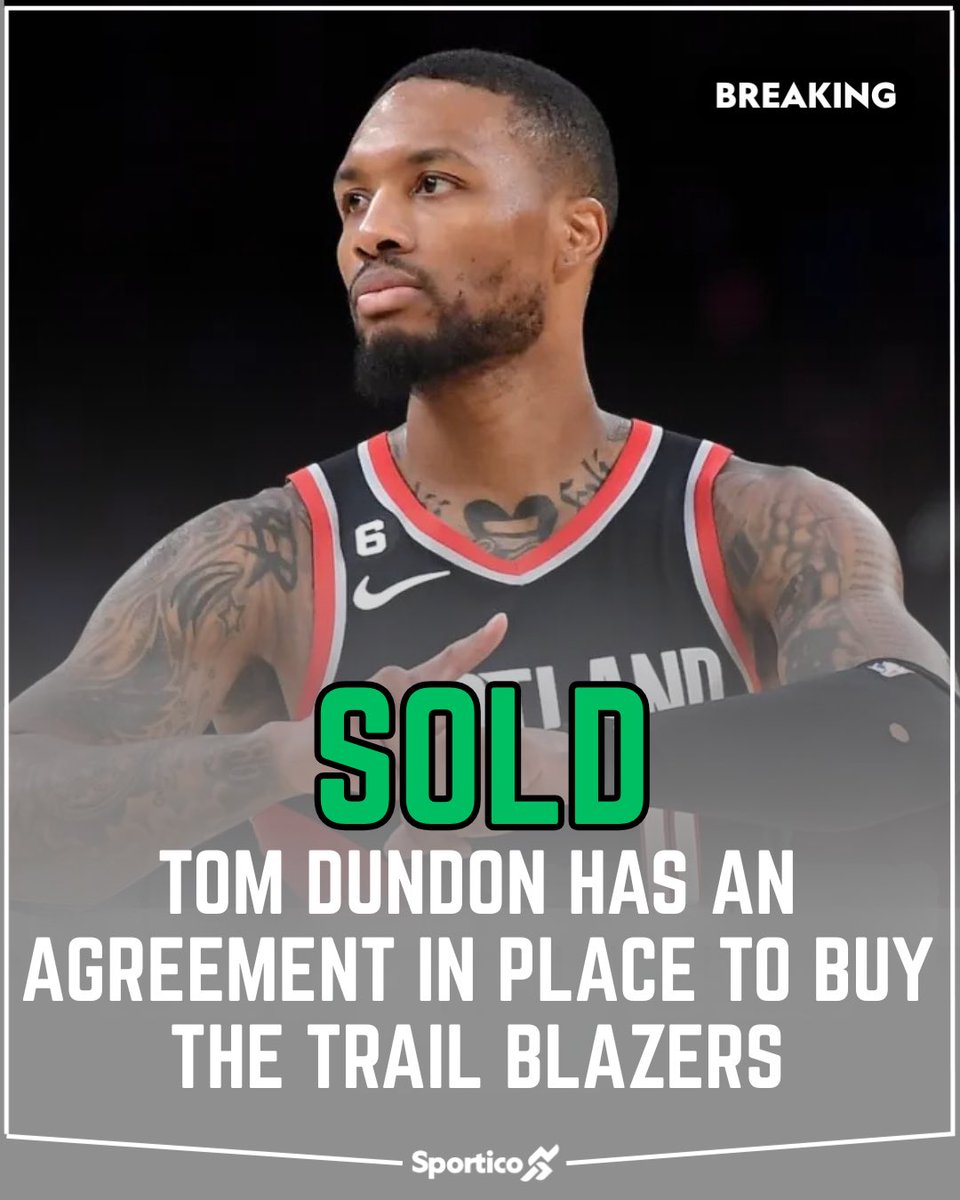 Sportico's tweet photo. 🏀🚨 EXCLUSIVE: Tom Dundon, owner of the @Canes, has reached a tentative agreement to buy the @trailblazers from Paul Allen’s estate.

Dundon bought the Hurricanes in 2018 for $450 million. His group intends to keep the NBA team in Portland. https://t.co/nG1DibP0mk