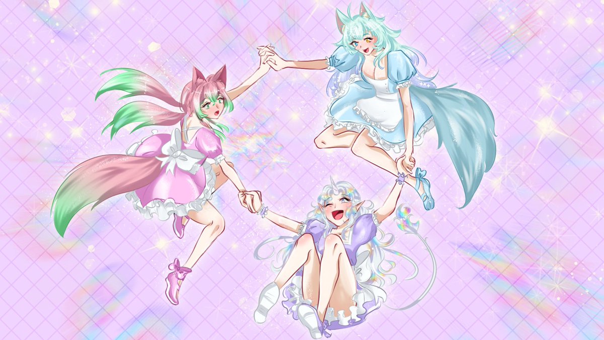 A werewolf, a kitsune, and a unicorn walk into a maid cafe…

I drew this awhile back and forgot to post it ;w;