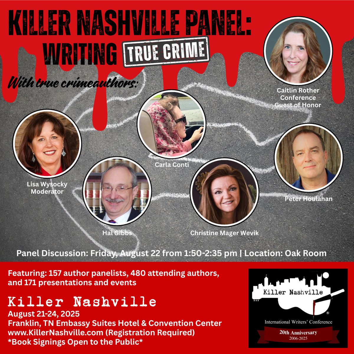 In case you happen to be a writer in and around Nashville on the 21th-24th, come on down Killer Nashville writer's conference.  I'm teaching a master class in Writing True Crime and speaking on a couple panels. It'll be fun! <a href="/KillerNashville/">Killer Nashville</a> @