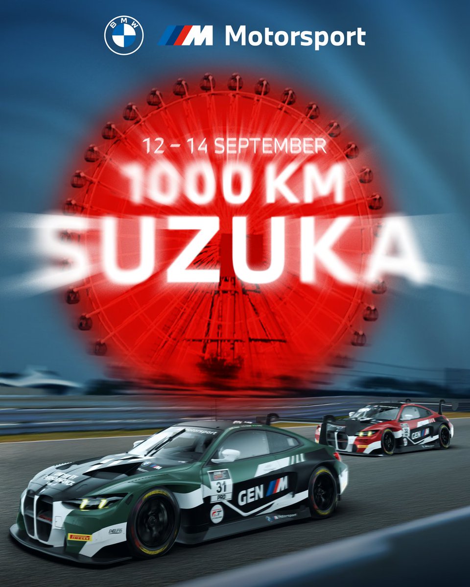 followWRT's tweet photo. We’re heading back to Suzuka🙌

We won back in 2019 with KVDL, and this time, we’re going back with two strong line-ups in our Gen M liveried BMW M4 GT3 EVOs!

🟢#31 Augusto Farfus, Dan Harper &amp; Max Hesse
🔴#32 Kelvin van der Linde, Raffaele Marciello &amp; Charles Weerts

#IGTC #WRT https://t.co/suV7gW9WP8