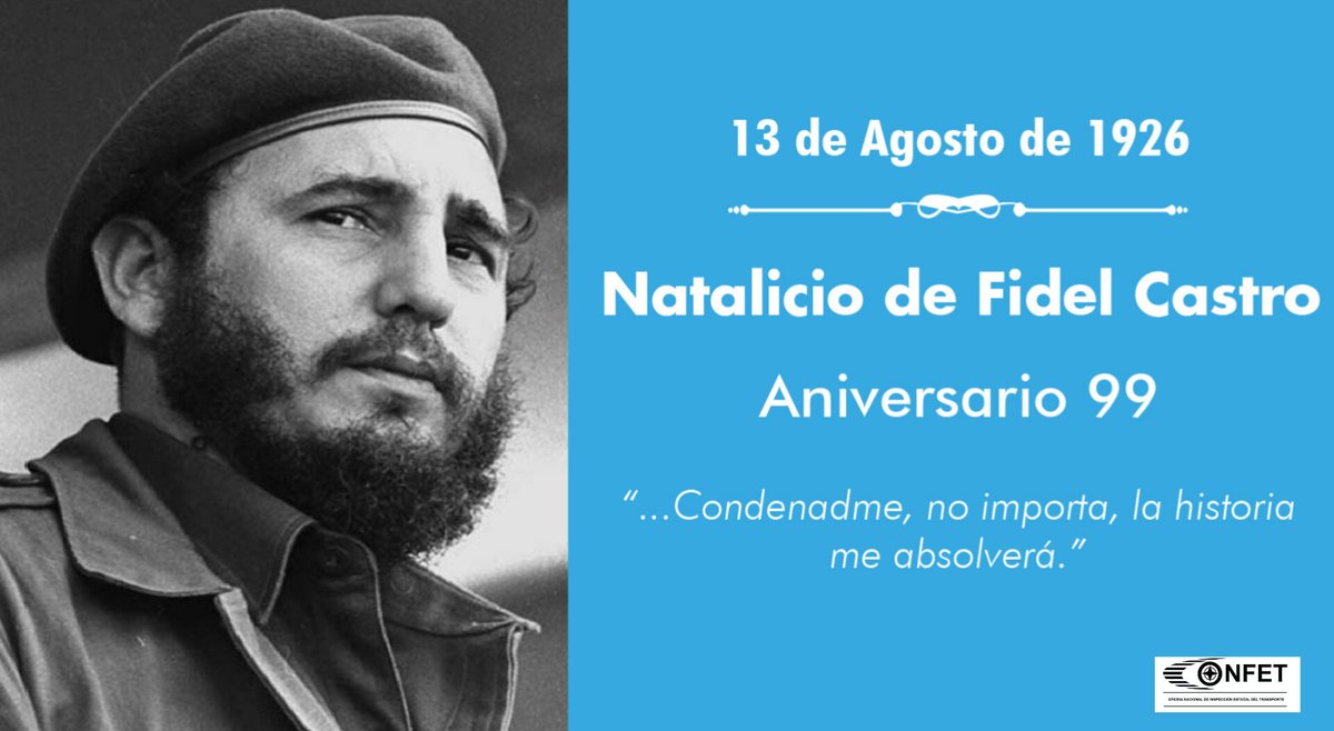 Hoy celebramos el 99 cumpleaños de nuestro eterno #Fidel 
Su impronta sigue y seguirá presente. Gracias Comandante. Gracias por todo, Fidel.

#100AñosConFidel
#FidelPorSiempre 
#FidelViveEntreNosotros