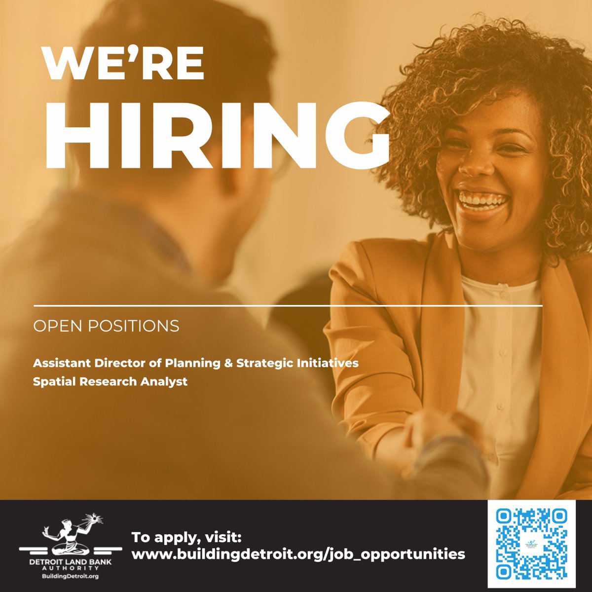 🚨 We’re Hiring! 🚨
The Detroit Land Bank Authority is looking for passionate, driven talent to join our team.
If you’re ready to help shape Detroit’s future, apply today at BuildingDetroit.org/job_opportunit…