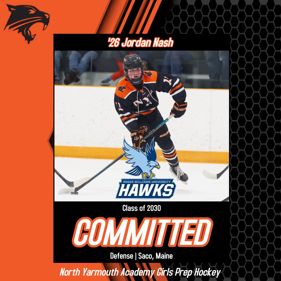 Congratulations to ‘26 Jordan Nash on her commitment to play hockey and continue her education at NCAA DIII Roger Williams University!! Jordan has been a rock for our program the past three years and we are so proud of you, Jordan!! Excited for senior year ahead &amp; the next four!!