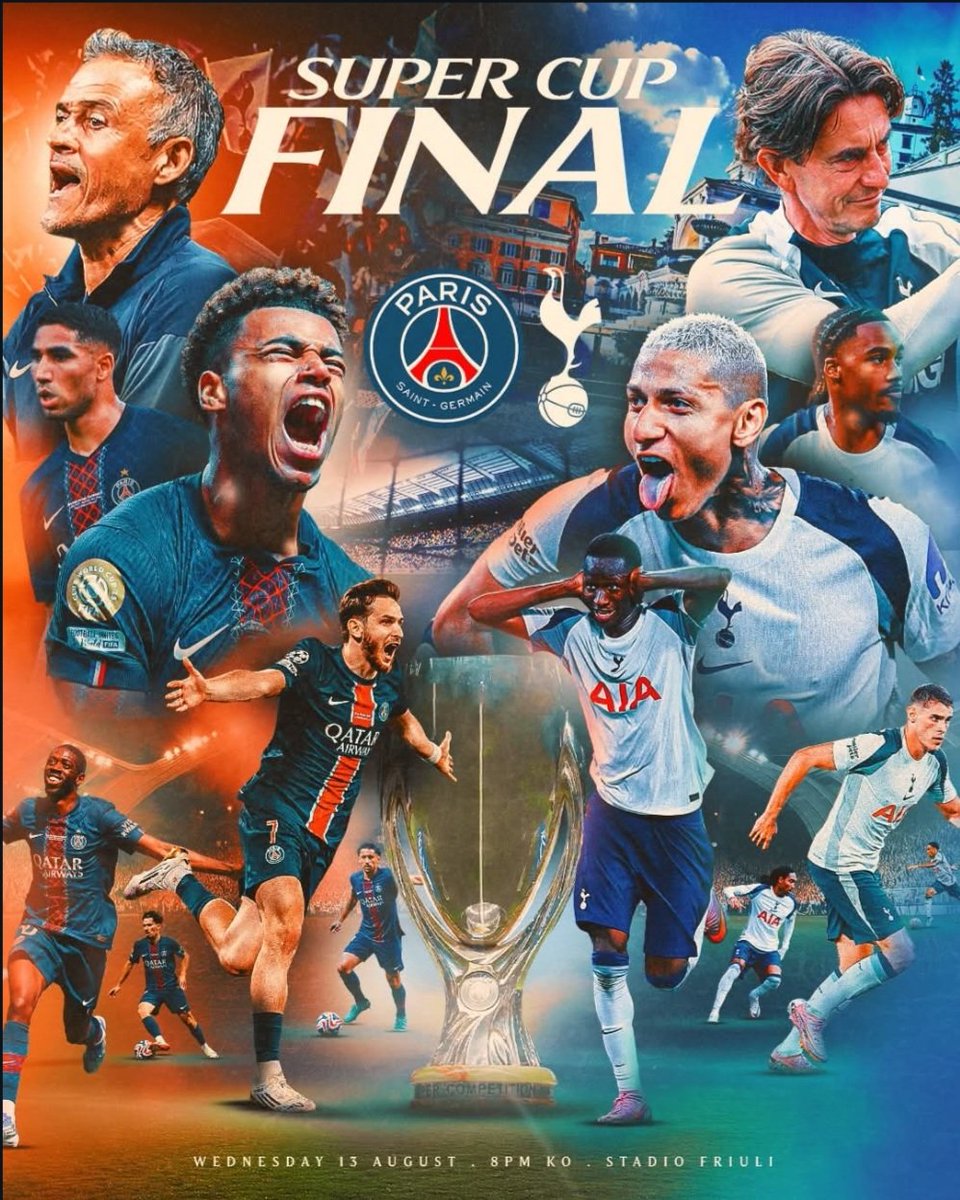 EMPOWERED2PLAY's tweet photo. The Super Cup Final is here. 
Can Spurs stun the favorites PSG today? 🏆 https://t.co/WV5RZ5chJR