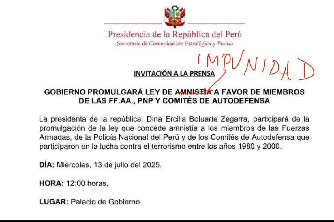 Dr. Jo-Marie Burt (@jomaburt) on Twitter photo #Peru El gobierno de Dina Boluarte blinda a quienes buscan impunidad por crímenes pasados y presentes.
El 21 hay audiencia en la <a href="/CorteIDH/">Corte Interamericana de Derechos Humanos</a> sobre esa ley que la Corte exigio su no aplicación por ser contrario al derecho intl. La <a href="/CIDH/">CIDH - IACHR</a> tendría que incluir Perú en el Capítulo 4b. #Peru El gobierno de Dina Boluarte blinda a quienes buscan impunidad por crímenes pasados y presentes.
El 21 hay audiencia en la <a href="/CorteIDH/">Corte Interamericana de Derechos Humanos</a> sobre esa ley que la Corte exigio su no aplicación por ser contrario al derecho intl. La <a href="/CIDH/">CIDH - IACHR</a> tendría que incluir Perú en el Capítulo 4b.