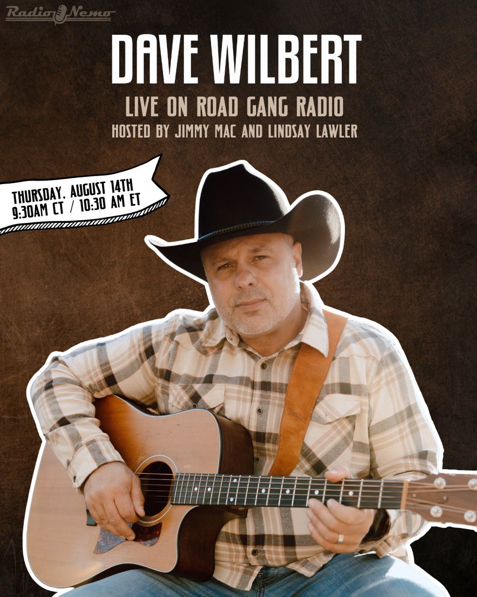 DaveWilbert_'s tweet photo. I’ll be joining Road Gang Radio on @radionemoonline this Thursday, August 14 at 9:30am CT with hosts Jimmy Mac and Lindsay Lawler! You can stream it live on https://t.co/Cb8UlAkPzF, iHeart, Audacy, YouTube, Facebook, TuneIn, or just say “Alexa, play RadioNemo.” 📻 https://t.co/UoD3FNOQN8