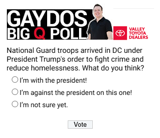 Check out today’s <a href="/GaydosKTAR/">Gaydos</a> Big Q Poll Question of the day brought to you by your Valley Toyota Dealers.  

Head to ktar.com to cast your vote.
