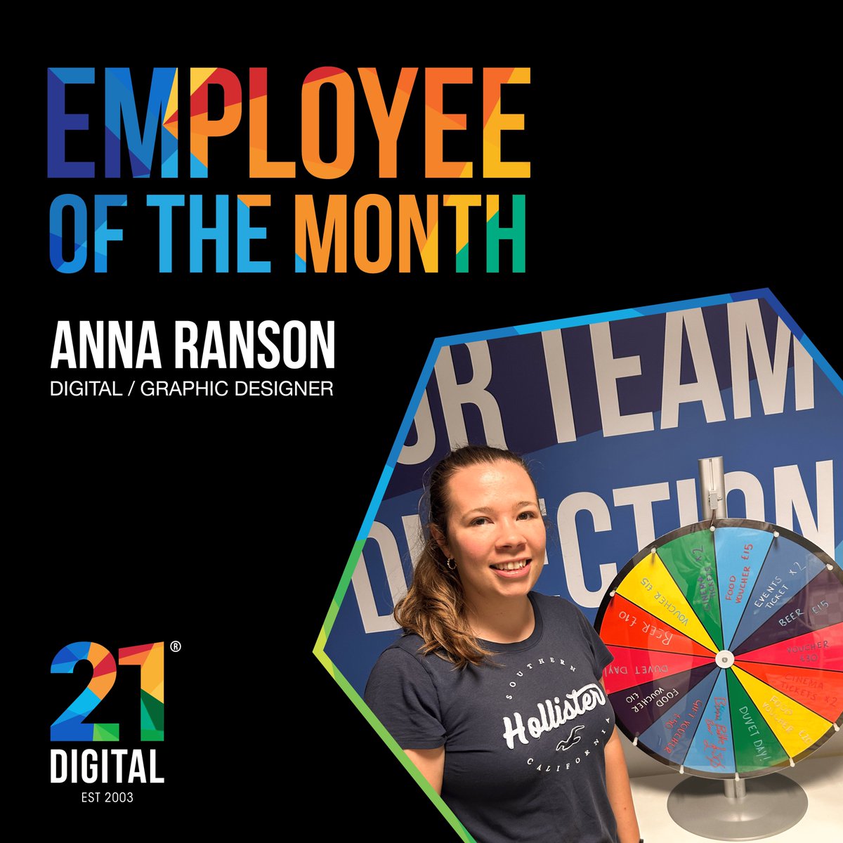 This month’s employee of the month spot goes to Anna for impressing clients and colleagues alike with her outstanding client pitches!

Congrats Anna - you earned it! 😎

.#EmployeeOfTheMonth #TeamShoutout #Appreciation #NiceOne