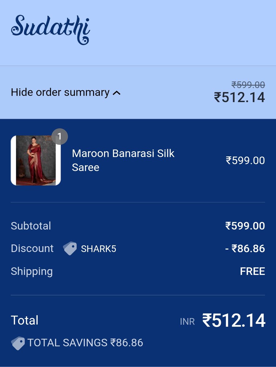 wow using <a href="/P2Pdotme/">P2P.me</a> is superrrr cool and easy.

Ordered a saree for my Mother. Hope she likes it. 😅