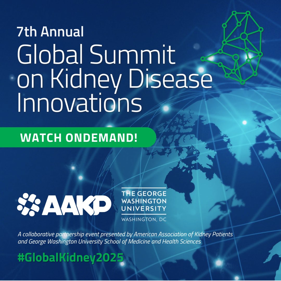 KidneyPatients's tweet image. ICYMI – This #WatchWednesday - check out presentations from the
AAKP and @GWSMHS 2025 Global Summit on Kidney Disease Innovations earlier this year. bit.ly/GlobalSummit20…