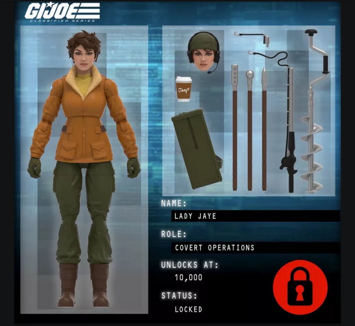 Less than 500 more backers to get this 1/12 scale fishing pole!!!

The accessories that come with it are a Lady Jaye action figure with alternate head and more!
#GIJoeClassified #haslab