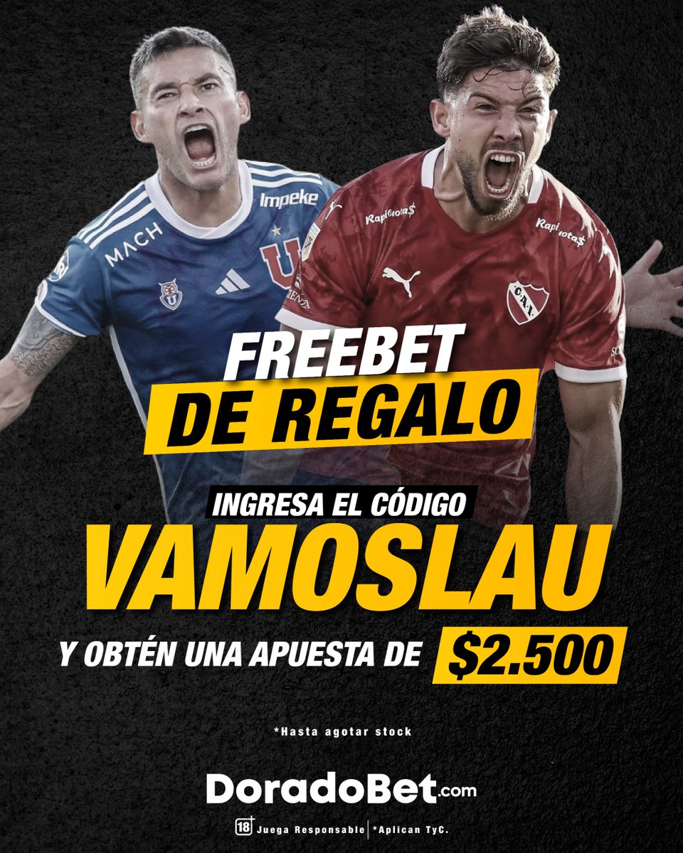 Doradobet_Chile's tweet photo. ¡PARTIDAZO a la vista!

La U recibe a Independiente en la ¿Final anticipada? de Copa Sudamericana y en DoradoBet nos rajamos con una apuesta gratis:

1️⃣ Entra a https://t.co/rx30H0nS97
2️⃣ Ve a Gestión → Mis Bonos
3️⃣ Ingresa el código: VAMOSLAU
4️⃣ Activa “Apuesta sin riesgo
LISTO https://t.co/bDom1fEwfk