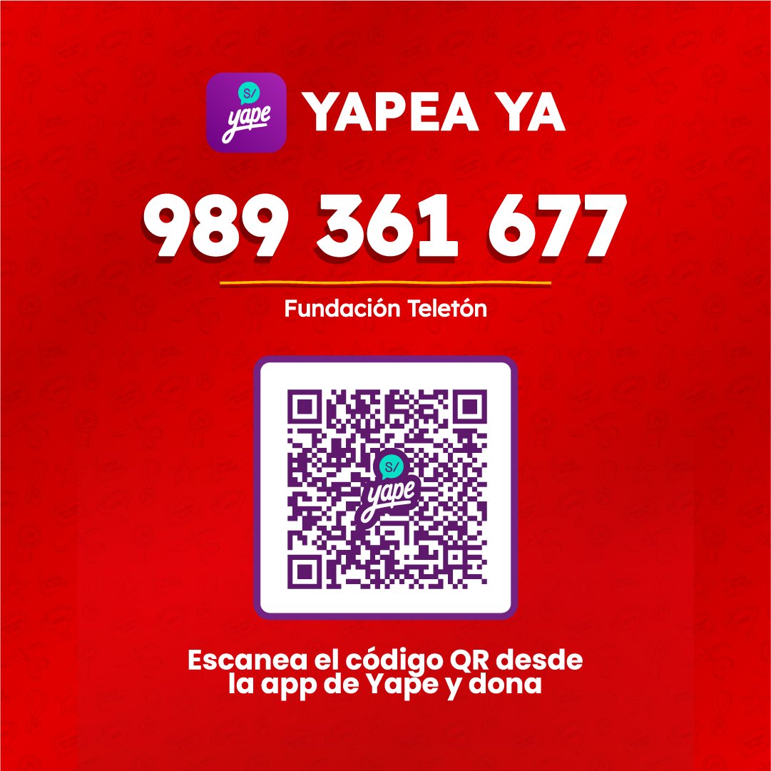 teleton_peru's tweet photo. ¡La Teletón la hacemos todos! ❤️
Dona HOY mismo y súmate a la fiesta solidaria más grande del país 🫶
Ayúdanos a mejorar el futuro de miles de niñas y niños en el Perú 🙌
#Teleton #TeletonPeru https://t.co/mnOg4JCDNF