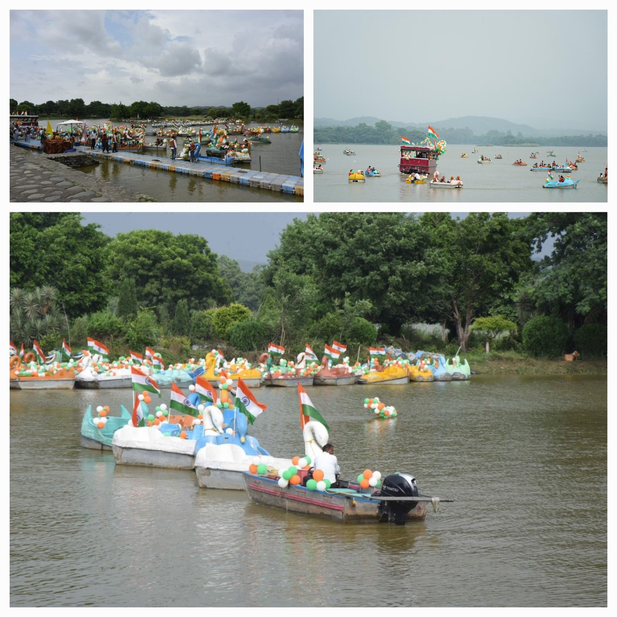 AIRRNUJalandhar's tweet photo. #HarGharTiranga 🇮🇳
#CITCO #Chandigarh with @chandigarh_admn
org. a grand #BoatRally at #sukhnalake as part of #HarGharTiranga @ the #CityBeautifulChandigarh to com'mrate #IndependenceDay2025
#AzadiKaAmritMahotsav
#TirangaMeriJaan 🇮🇳
@PMOIndia @Gulab_kataria @airnewsalerts https://t.co/qo9BfeOqeS