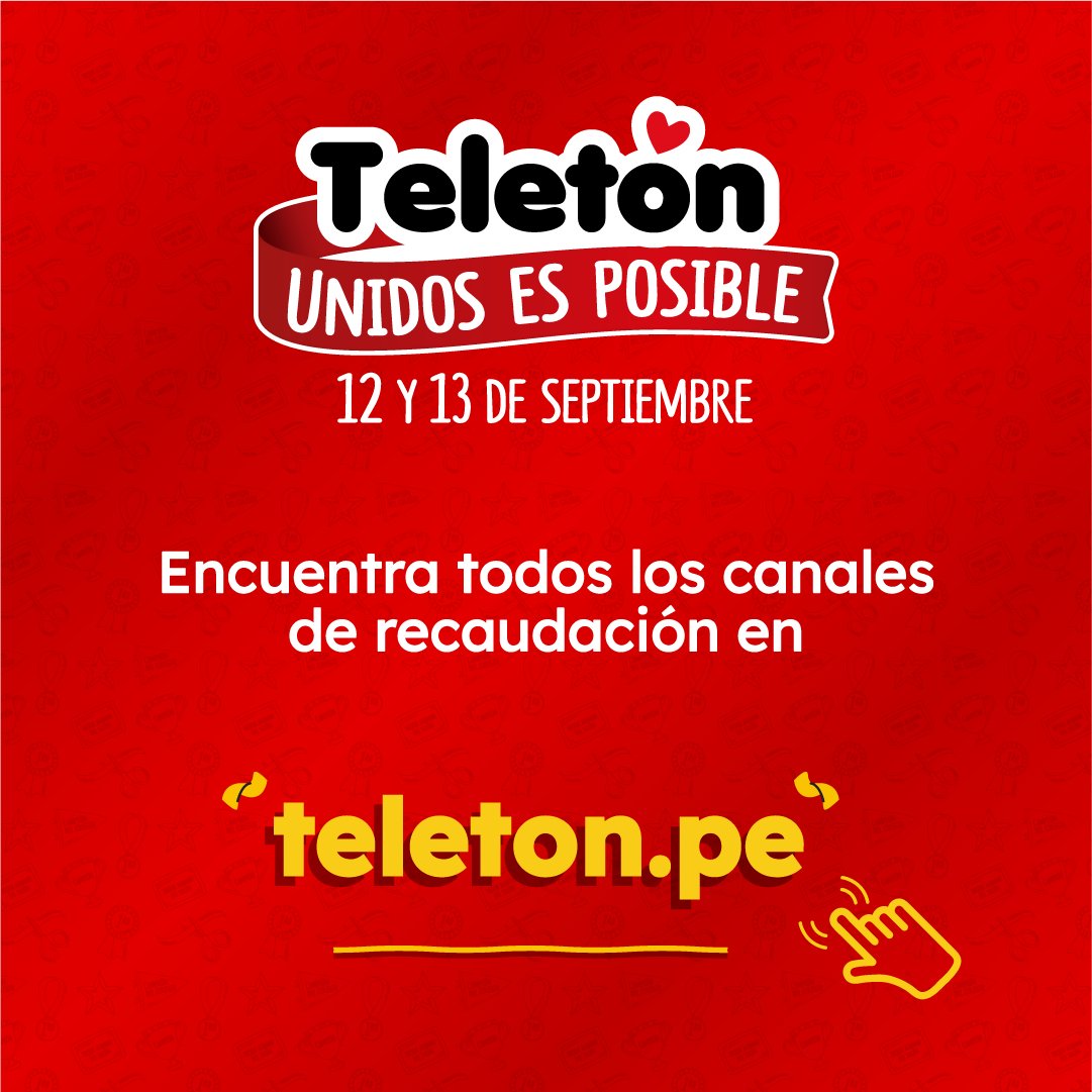 teleton_peru's tweet photo. ¡La Teletón la hacemos todos! ❤️
Dona HOY mismo y súmate a la fiesta solidaria más grande del país 🫶
Ayúdanos a mejorar el futuro de miles de niñas y niños en el Perú 🙌
#Teleton #TeletonPeru https://t.co/mnOg4JCDNF