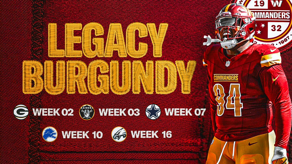 Commanders's tweet image. Our 2025 jersey schedule 😮‍💨

📰 bit.ly/41553EV