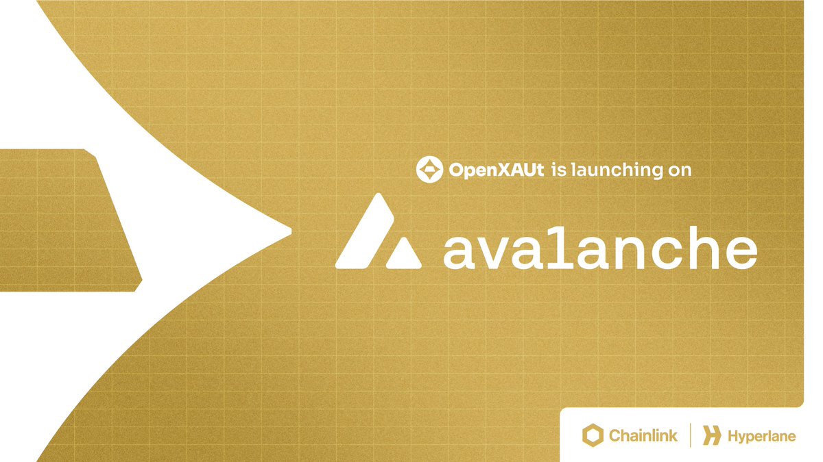 OpenUSDT (@openusdt) on Twitter photo oXAUt has arrived on <a href="/avax/">Avalanche🔺</a>.
This expansion brings @Tethergold to another high performance L1, connected by @Chainlink CCIP and @Hyperlane.
The Avalanche DeFi and RWA ecosystem can now access composable, fractional, multichain gold from the category's largest issuer. oXAUt has arrived on <a href="/avax/">Avalanche🔺</a>.
This expansion brings @Tethergold to another high performance L1, connected by @Chainlink CCIP and @Hyperlane.
The Avalanche DeFi and RWA ecosystem can now access composable, fractional, multichain gold from the category's largest issuer.