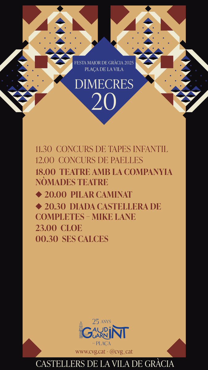 🏇 Si parpellegeu us ho perdreu! Avui baixa el pilar caminat i tot seguit tanquem les actuacions castellers de Festa Major amb la Diada Mike Lane!

Al matí gaudirem de concursos culinaris! 🧑‍🍳

#castells #AixòFaGràcia #FMGràcia2025