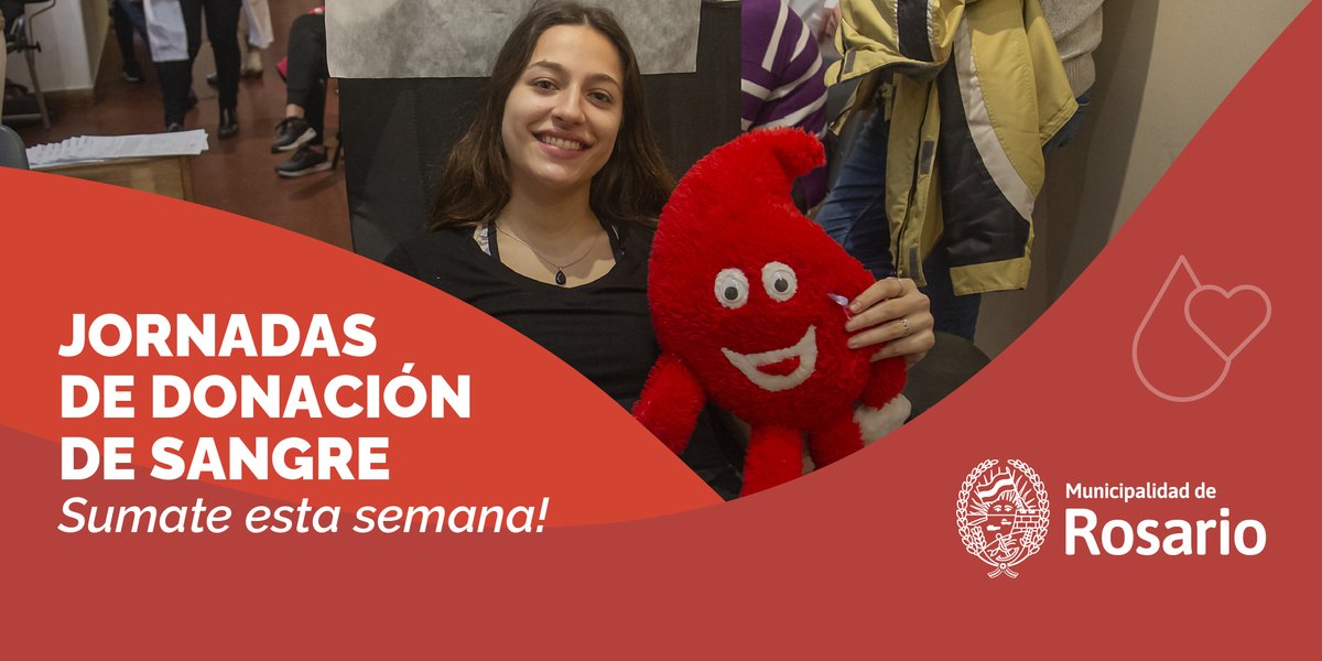 Sumate esta semana a donar Sangre!  🩸
🕘9 a 12 h
📅 MAR 02/09 - CMD Oeste 📍Av. P. Perón 4602
📅 JUE 04/09 - Hall Ex Aduana 📍 Urquiza 902
🕣 8.30 a 12 h
📅VIE 05/09 - HECA - Ingreso por calle Crespo

Sacá tu turno en: bit.ly/RosarioDonaSan… 🙌