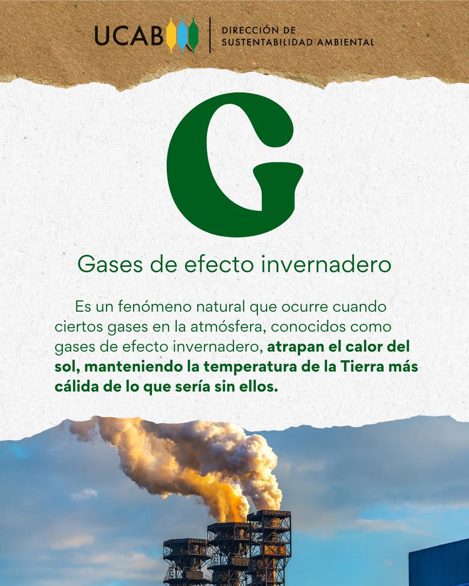 UCABSustentable's tweet photo. #ABCAmbiental
Gases de efecto invernadero
Los gases de efecto invernadero son aquellos que mantienen la Tierra habitable al regular la temperatura. Sin embargo, la actividad humana ha incrementado estos gases en la atmósfera, atrapando más calor y elevando las temperaturas. https://t.co/Ww6lpi4LB9